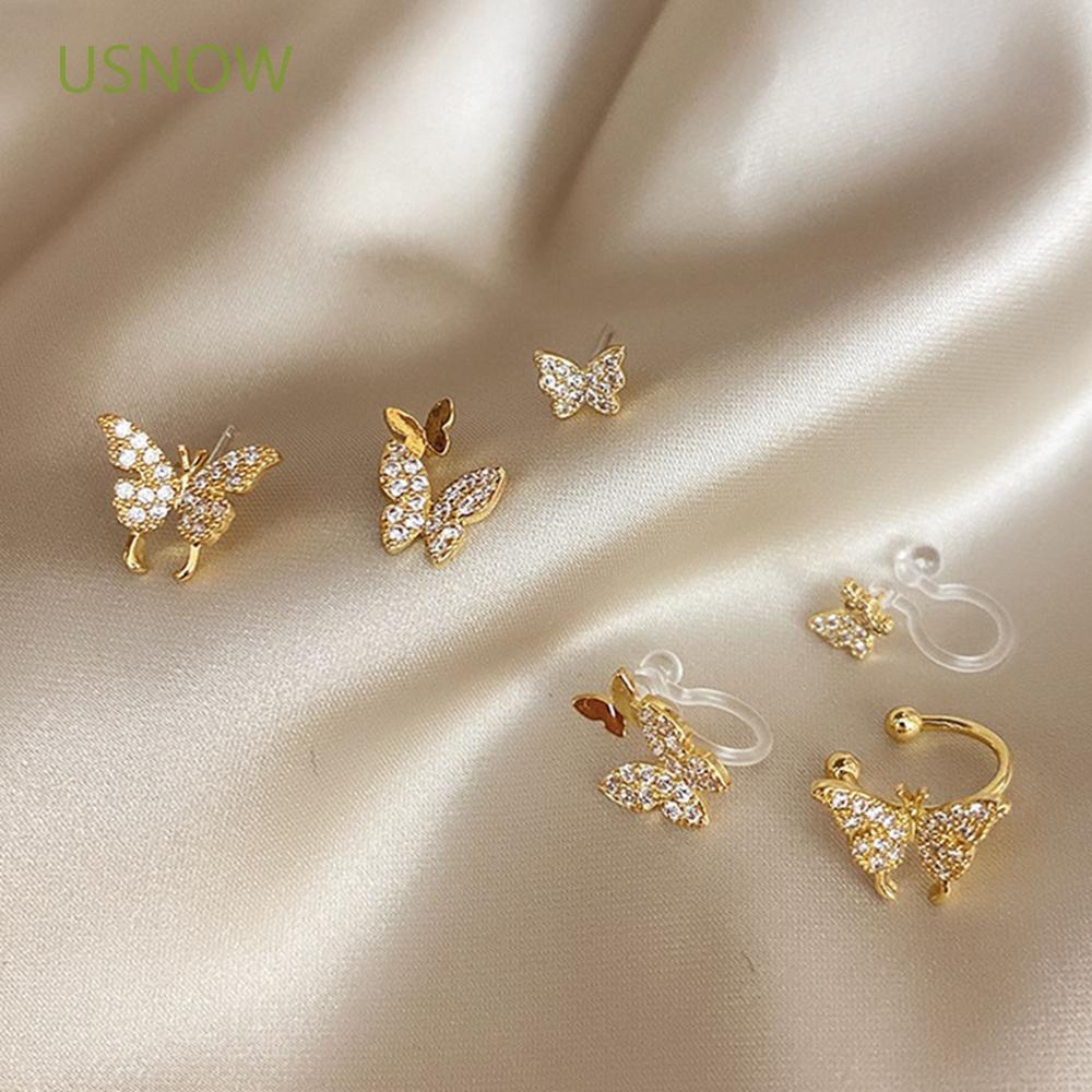 Khuyên Tai Hình Bướm Đính Kim Cương Nhân Tạo Thời Trang Cho Nữ