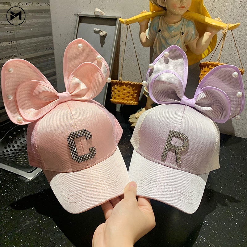 Nón Lưỡi Trai Phối Lưới Thoáng Khí Đính Nơ Dễ Thương Cho Bé Gái