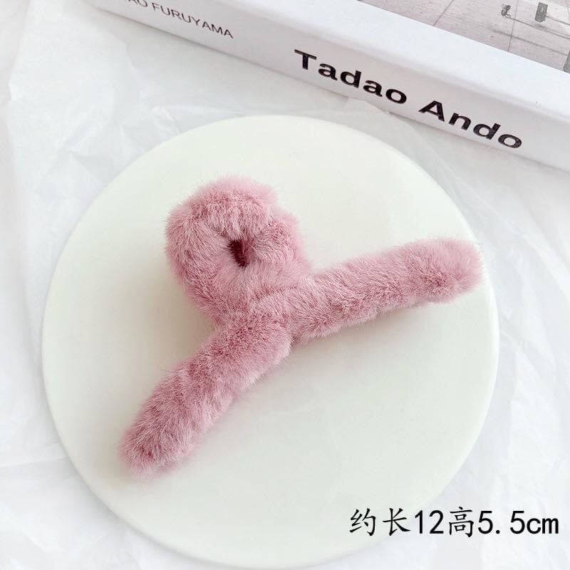 Kẹp tóc phủ lông nhung cỡ lớn phong cách Hàn Quốc thời trang thu đông xinh xắn cho nữ- Chizi Shop