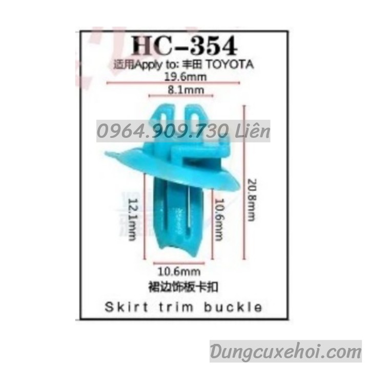 Bộ 20 đinh tán, chốt vít nở vit Nhựa Loại 1 cho xe hơi ô tô toyota Nhựa Nylon Polyme AHC354