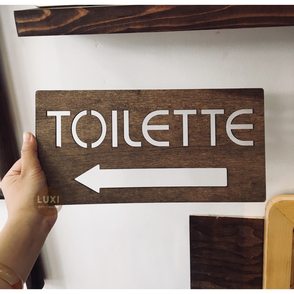 Bảng gỗ Toilet 1 mặt 03 hướng trái