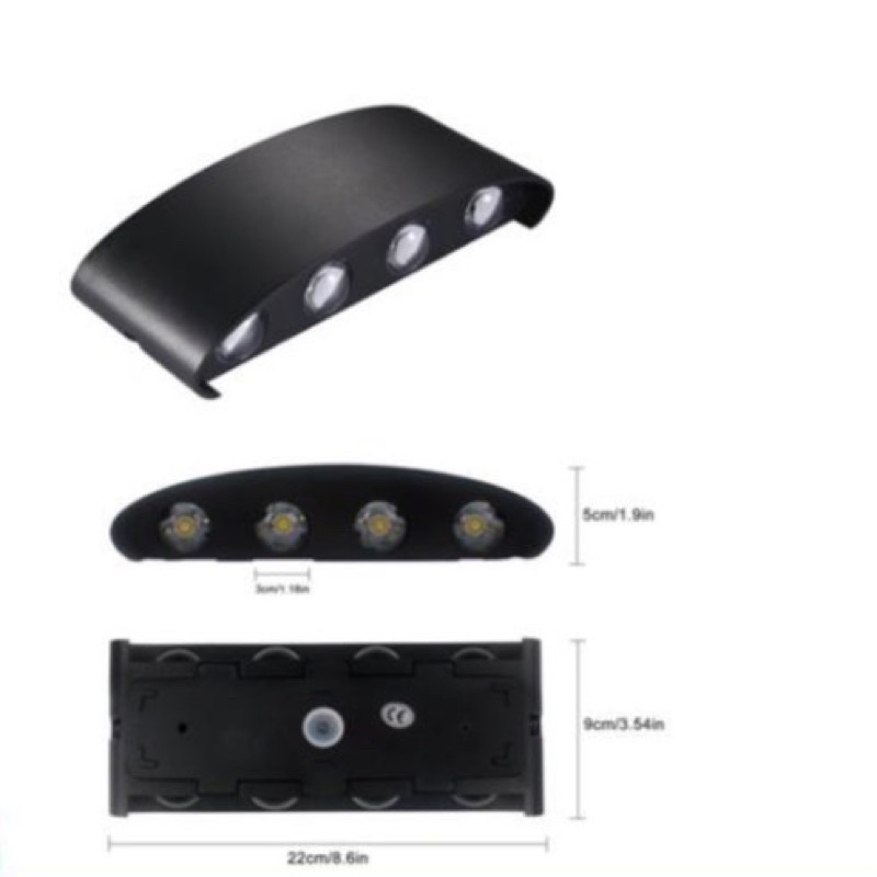 Đèn led hắt tường 2 đầu 4W 6W 8W ánh sáng trắng, vàng nhiều màu