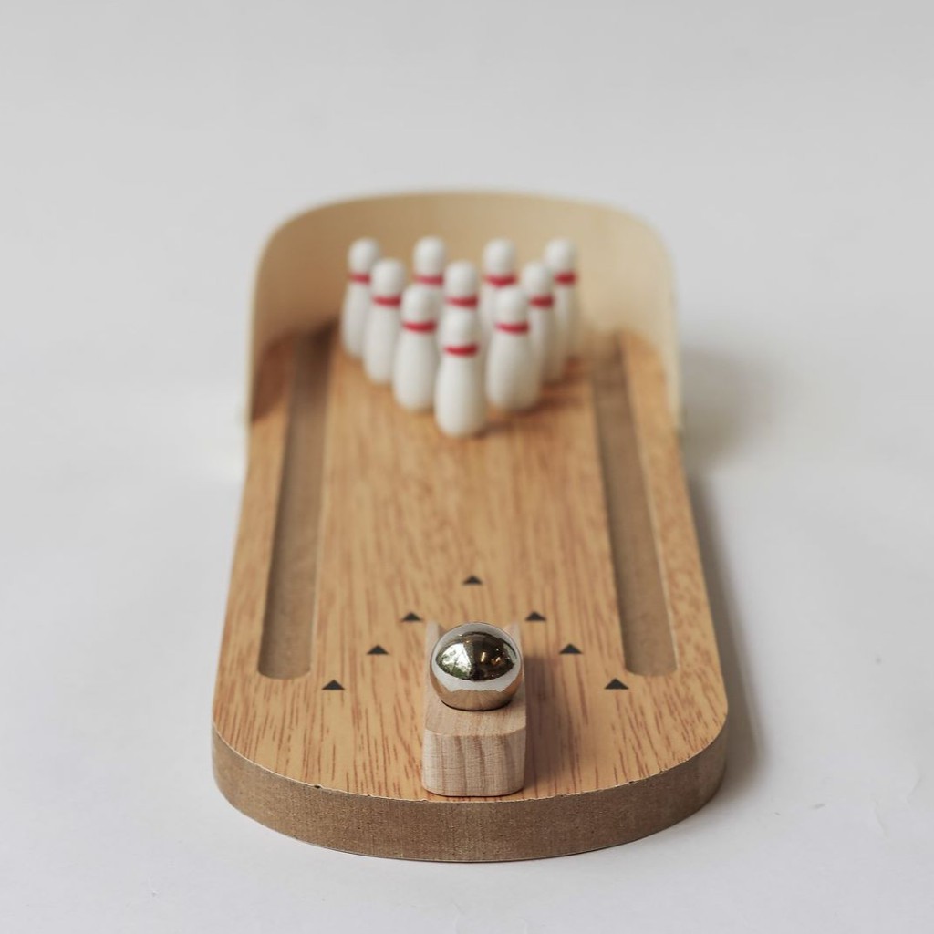 Bộ bowling gỗ decor Miniwood chính hãng, chất lượng