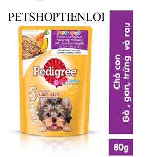 Pate chó con Pedigree vị gà, gan, trứng và rau 80g