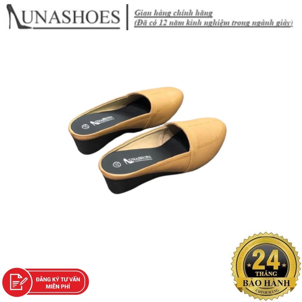 Giày sục nữ da bò 100% đế cao su siêu bền Lunashoes (6207) full box hàng cao cấp có sẵn giầy trung niên cho mẹ