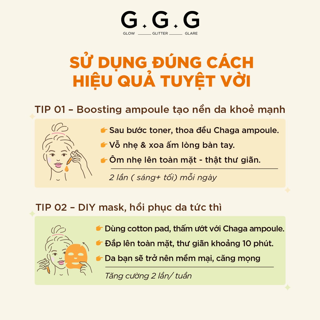 Tinh Chất Nấm Chaga G.G.G Phục Hồi, Làm Dịu, Cấp Ẩm, GGG Uniq Booster Chaga 100 Ampoule 50ml | BigBuy360 - bigbuy360.vn