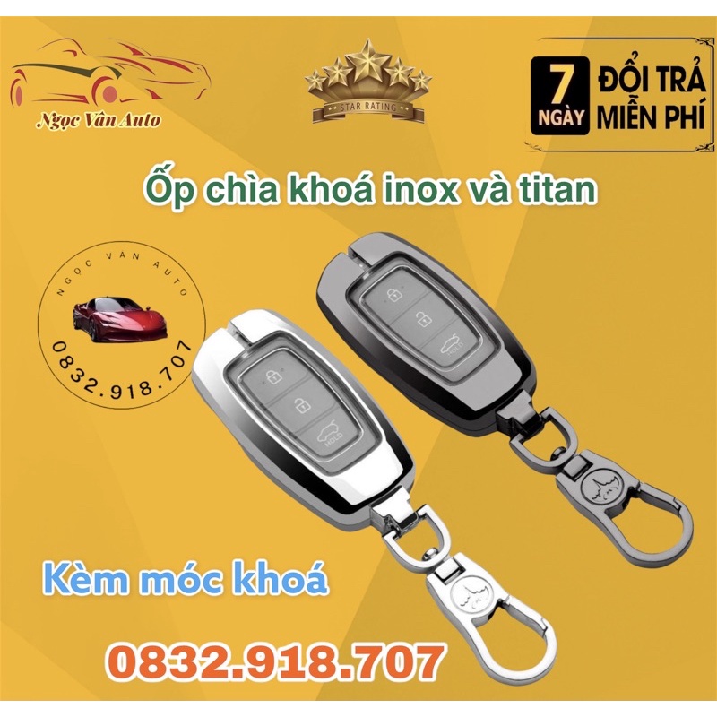 ốp chìa khoá inox Accent, Kona 2018-2018-2020-2021 chìa thông minh 3 nút