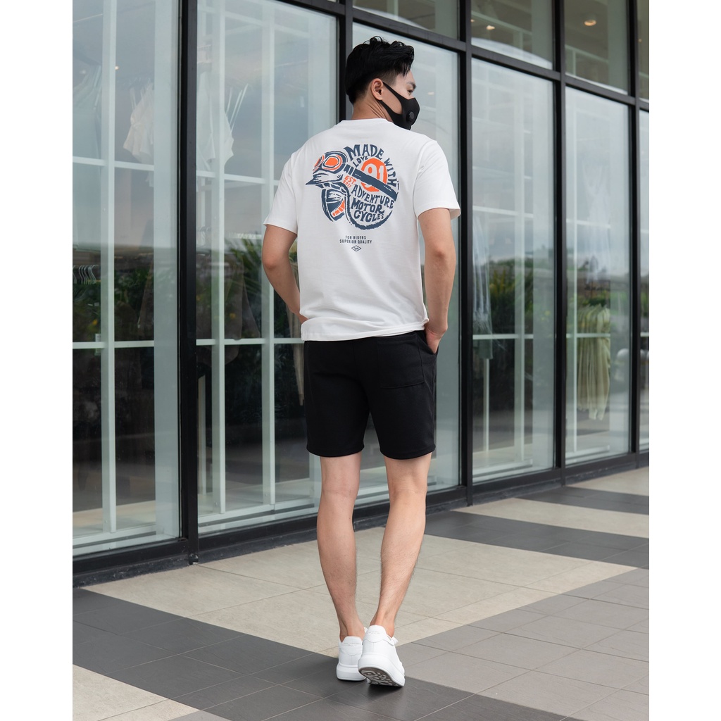Áo phông nam trắng ghi H2T chất liệu cotton from dáng rộng không cổ ngắn tay họa tiết độc đáo 1575