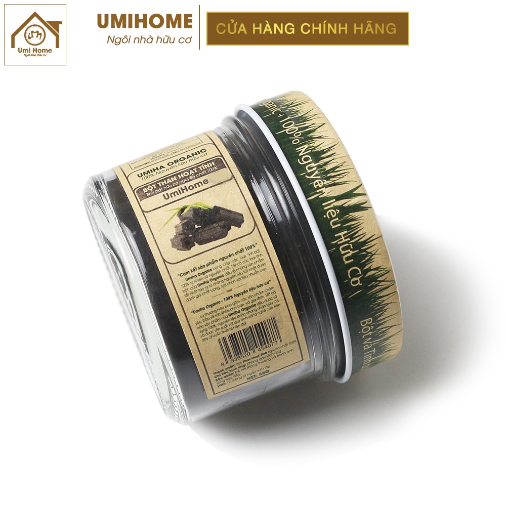 Bột Than Hoạt Tính hữu cơ UMIHOME 135g nguyên chất | Đánh trắng răng và ngăn ngừa mảng bám cao răng hiệu quả