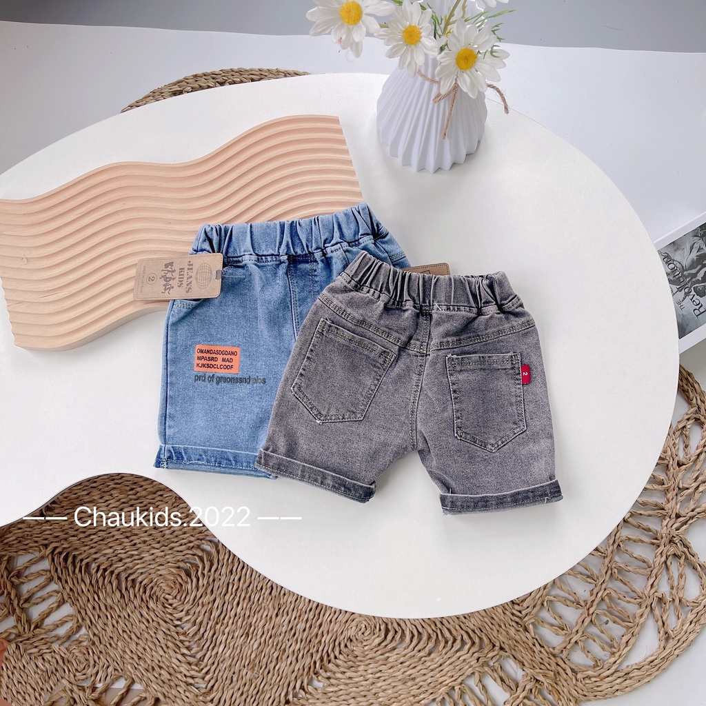 Quần đùi bé trai, quần short jean cào rách dáng basic cho bé