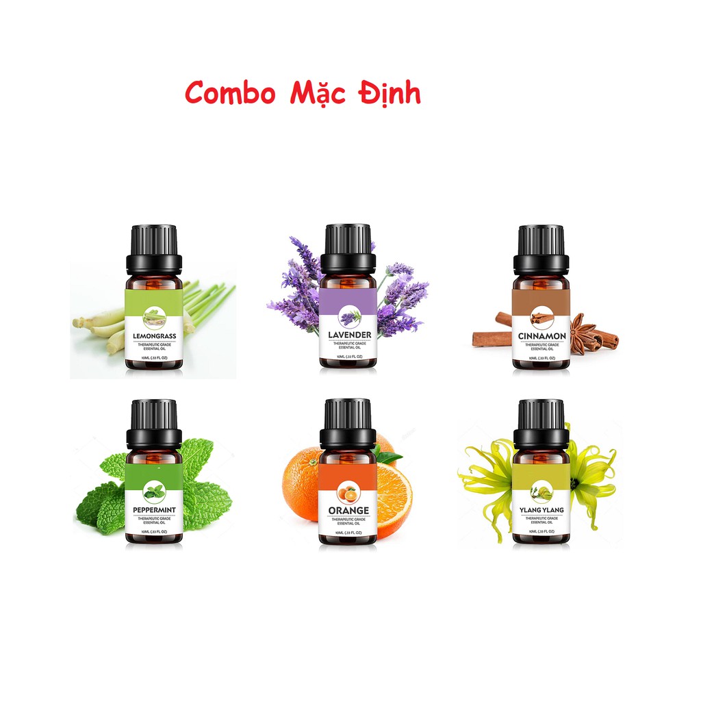 Combo 6 lọ tinh dầu , xuất sứ thiên nhiên không pha tạp chất, có giấy kiểm định COA