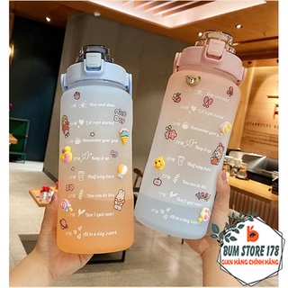 Bình đựng nước 2 lít chia vạch nhựa cao cấp cũng cấp đủ lượng nước cơ thể cần, Bình nước cute có vòi 2000ml có chia vạch