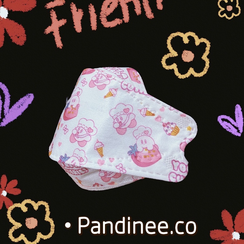 Khẩu trang KF94 cao cấp xuất Hàn in hoạ tiết hoạt hình gấu cute Pandinee KT02