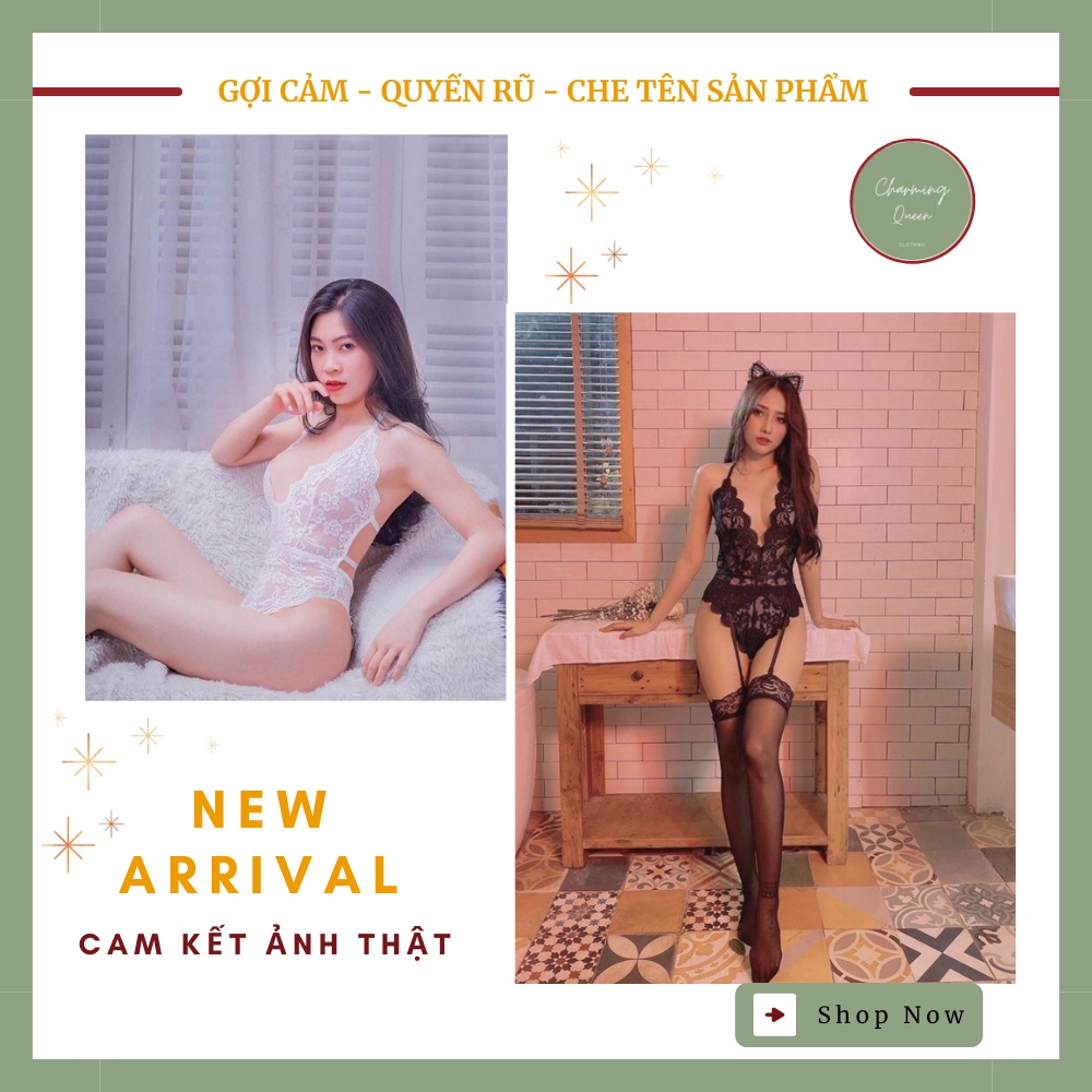 Bodysuit, Đồ Ngủ Sexy ren hoa mềm mại  siêu sang chảnh gợi cảm --CharmingQueen