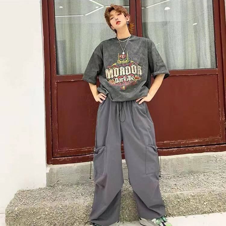 Áo Thun Ngắn Tay Dáng Rộng Phong Cách Hiphop Retro Thời Trang Cho Nam