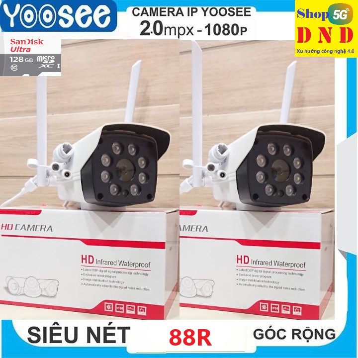 Camera yoosee 88R siêu nét, góc rộng thế hệ mới, âm thanh đàm thoại và báo động lớn thân cố định chắc chắn