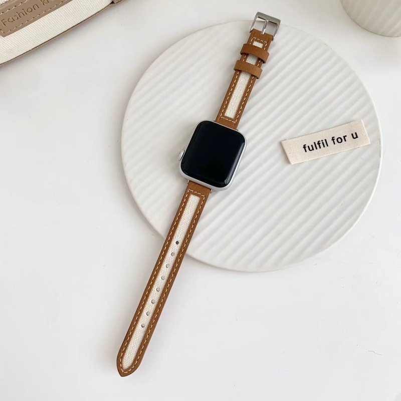 Dây Da Đeo Đồng Hồ Apple Watch band 3 4 5 SE 6 7 44mm 40mm 42mm 38mm iWatch 45mm 41mm