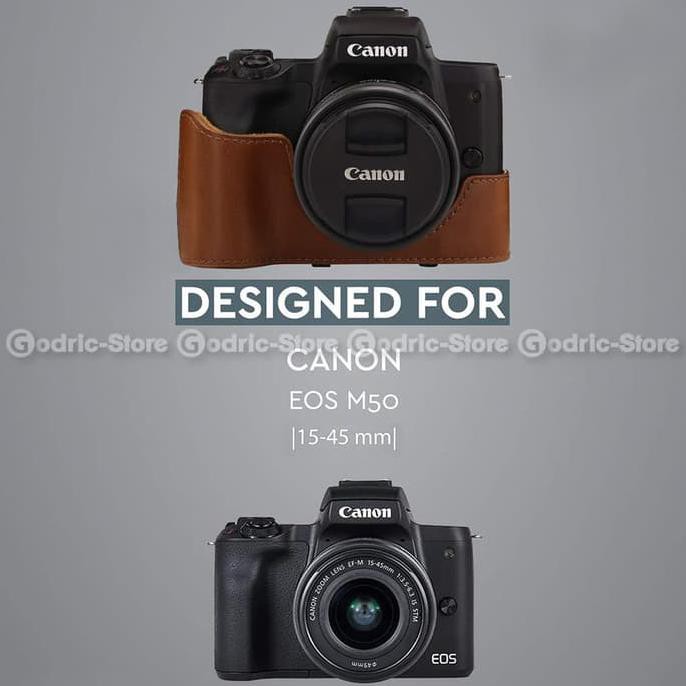 Túi Da Đựng Máy Ảnh Canon Eos M50 M5 15-45 mm Màu Đen