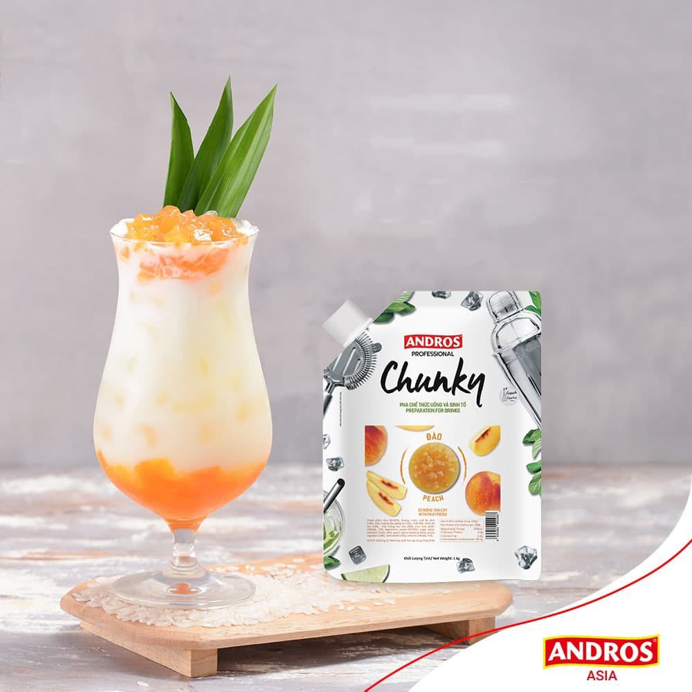 ANDROS - CHUNKY Mứt trái cây - Nguyên liệu pha chế - Túi 1 Kg