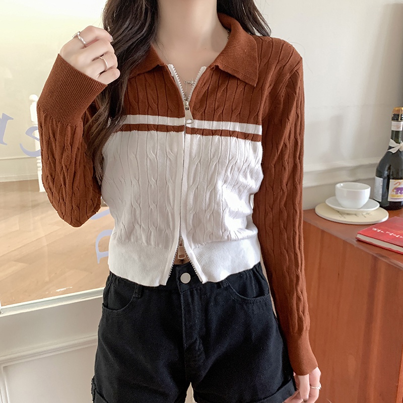 Áo Khoác cardigan Dệt Kim Cổ Lọ Màu Sắc Xinh Xắn Cho Nữ