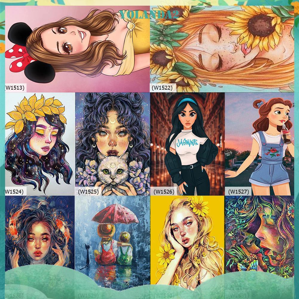 Bộ Tranh Đính Đá Trang Trí Hình Cô Gái 5d Diy Xinh Xắn