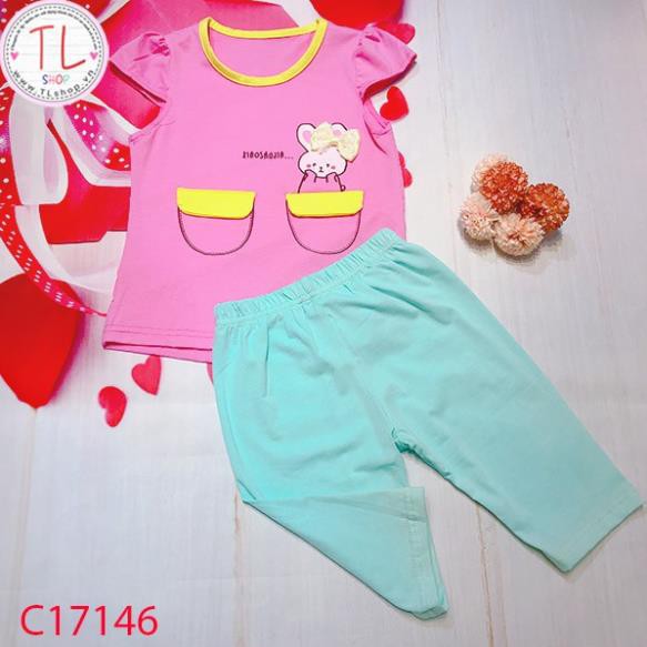 Thời trang trẻ em - Bộ áo quần thun lửng cho bé gái hình thỏ con - Quần áo bé gái - Bộ bé gái