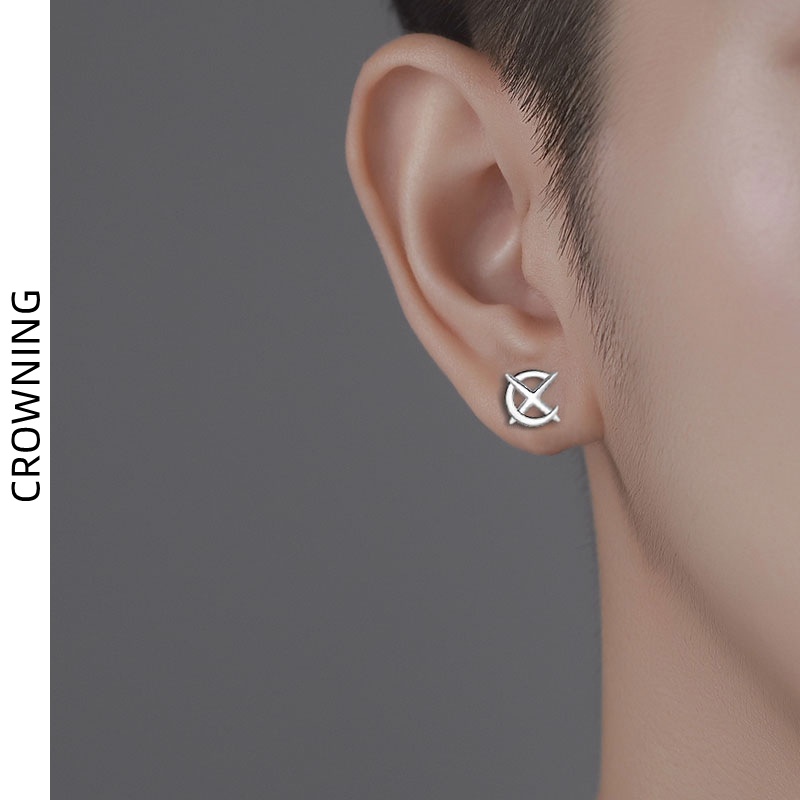 Khuyên Tai Hình Chữ X Màu Bạc Phong Cách Thời Thượng Cho Nam Và Nữ F828