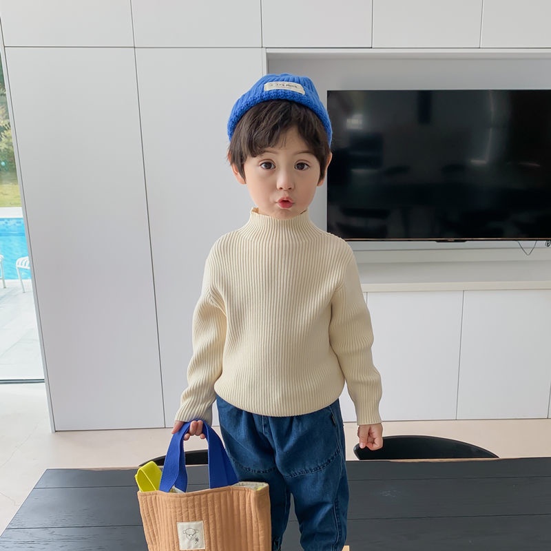 Áo sweater chui đầu vải nhung phong cách Hàn Quốc màu sắc thời trang mùa đông cho bé trai
