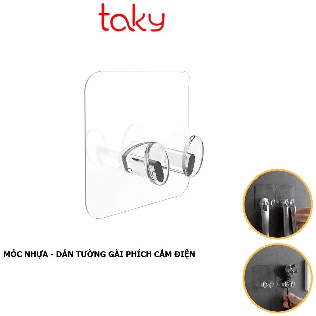 Móc Gài Phích Điện - Taky, Trong Suốt Dán Tường, Treo Phích Cắm Điện, Tiện Dụng Trong Gia Đình 4000