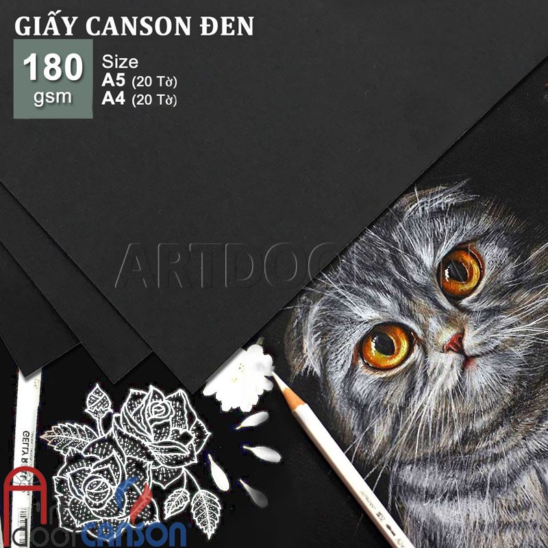 [ARTDOOR] Giấy vẽ CANSON Đen 180gsm