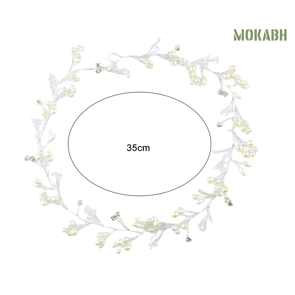 Băng Đô Cài Tóc Đính Đá Ngọc Trai Nhân Tạo Handmade Dành Cho Cô Dâu