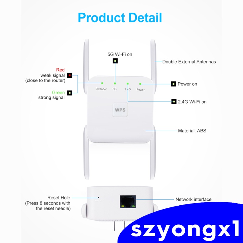 Thiết Bị Khuếch Đại Tín Hiệu Wifi Không Dây 1200mbps 2.4g 5g 4 Ăng Ten | WebRaoVat - webraovat.net.vn