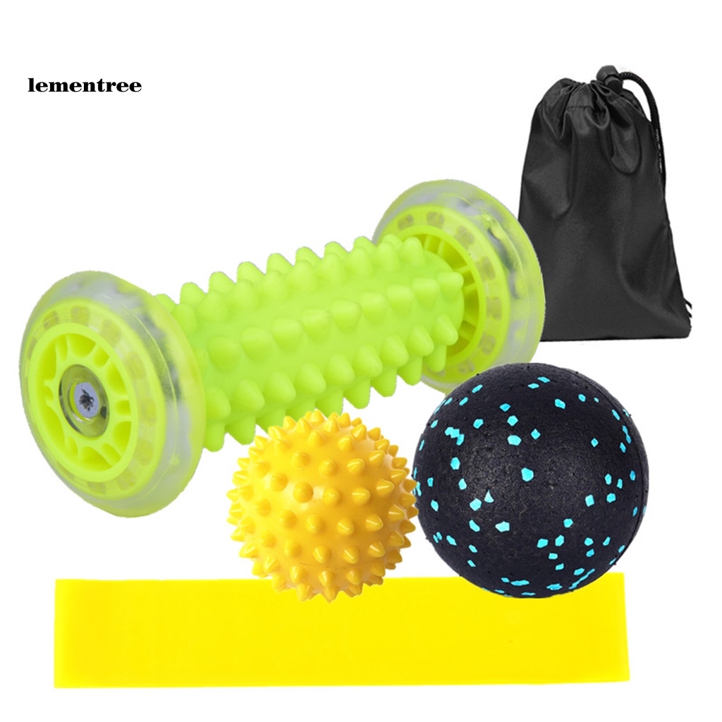*JSZB* Yoga Block Roller with Trigger Points Massage Ball Latex Belt Body Exercise Set