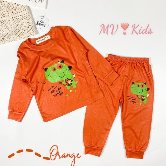 Bộ Minky Mom dài Tay Cho Bé Gái Bé Trai 1 2 3 4 5 6 Tuổi Vải Thun Lạnh-Đồ Bộ Cho Bé Hình Mèo Khủng Long Gấu-Babulala