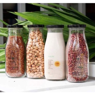 Chai thủy tinh 300ml nắp thiết đen