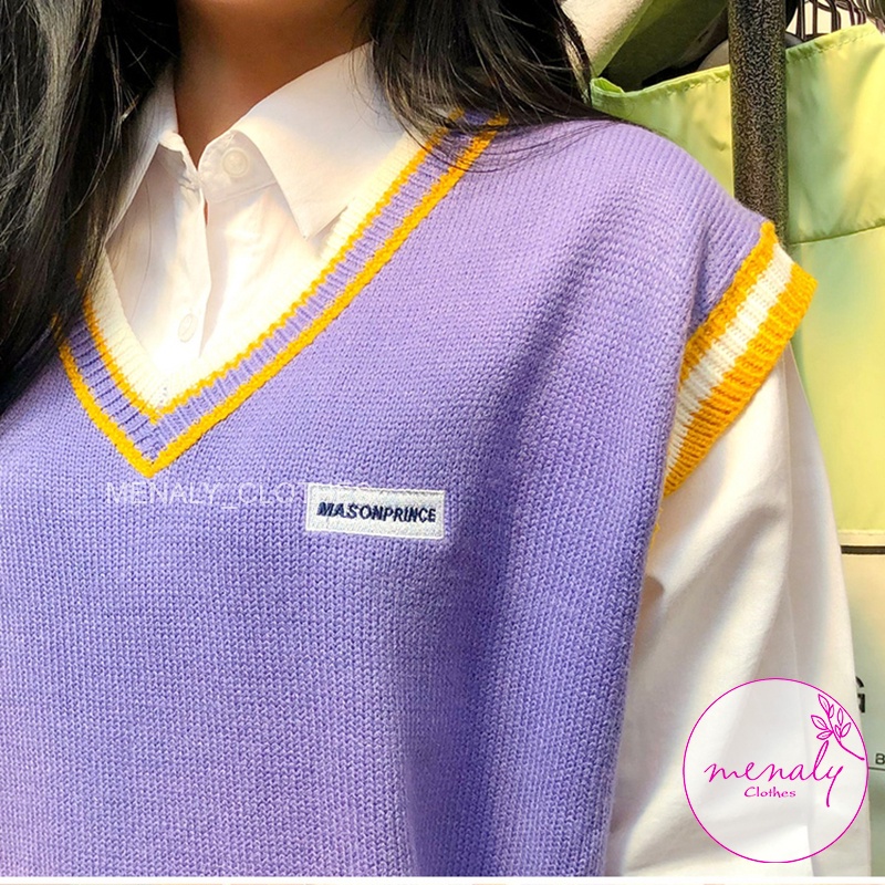 Áo len gile ulzzang unisex AH039, mẫu áo gile hàn quốc dáng dài rộng năng động trẻ trung, dễ kết hợp