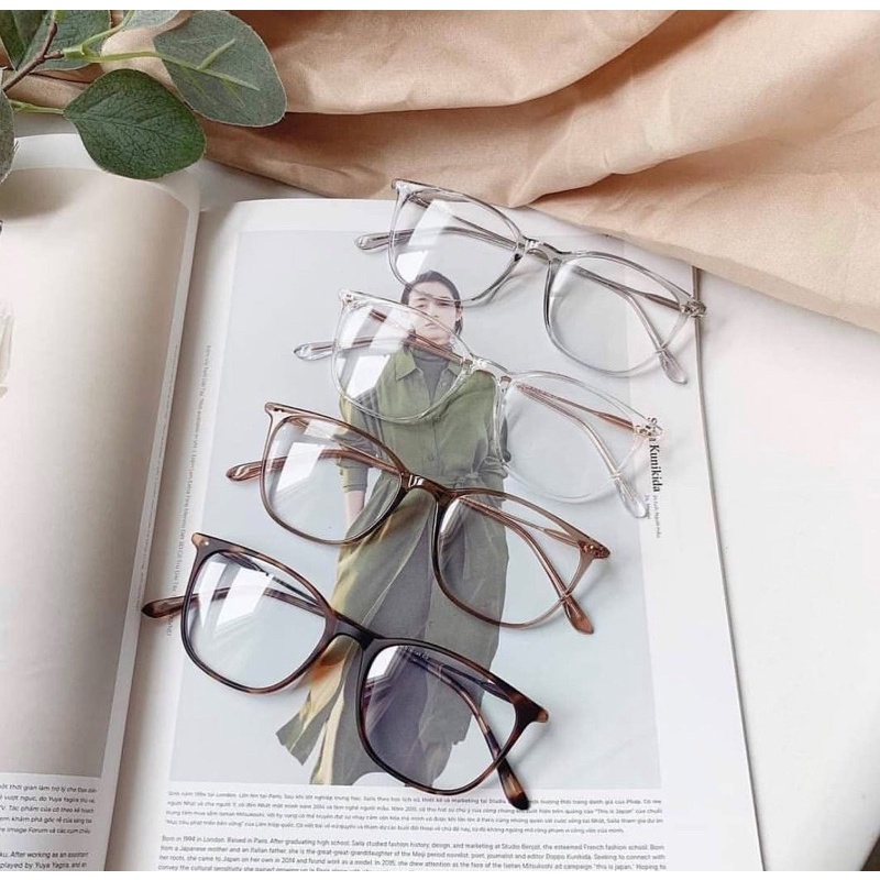 Kính giả cận, Gọng kính cận chống ánh sáng xanh, UV400  vuông bầu càng tăm dẻo hot new ulzzang 1889 Jolie eyewear