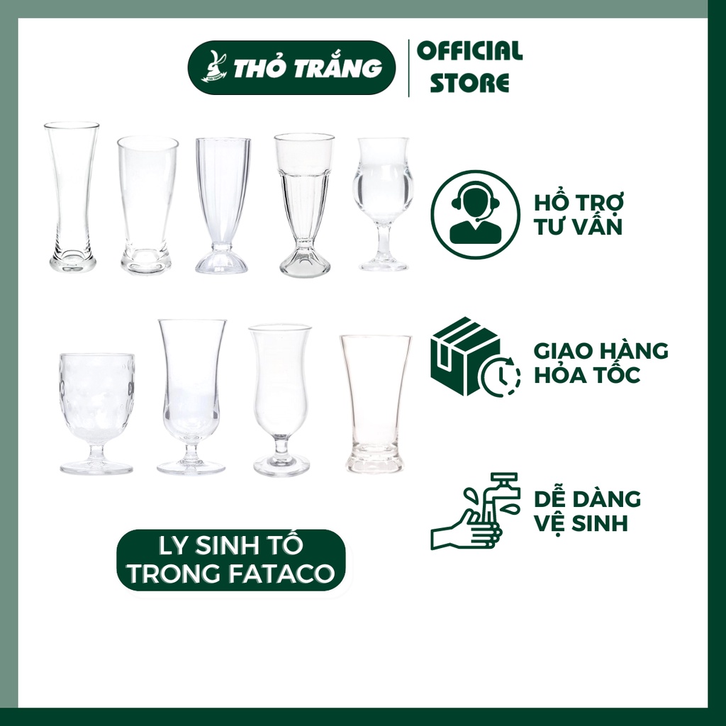 Ly sinh tố, ly kem nhựa trong Acrylic Fataco cao cấp đa dạng loại, size