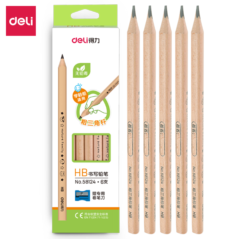 Set 1 hộp (6 bút chì + đồ chuốt chì hình tam giác) HB Jumbo cho bé