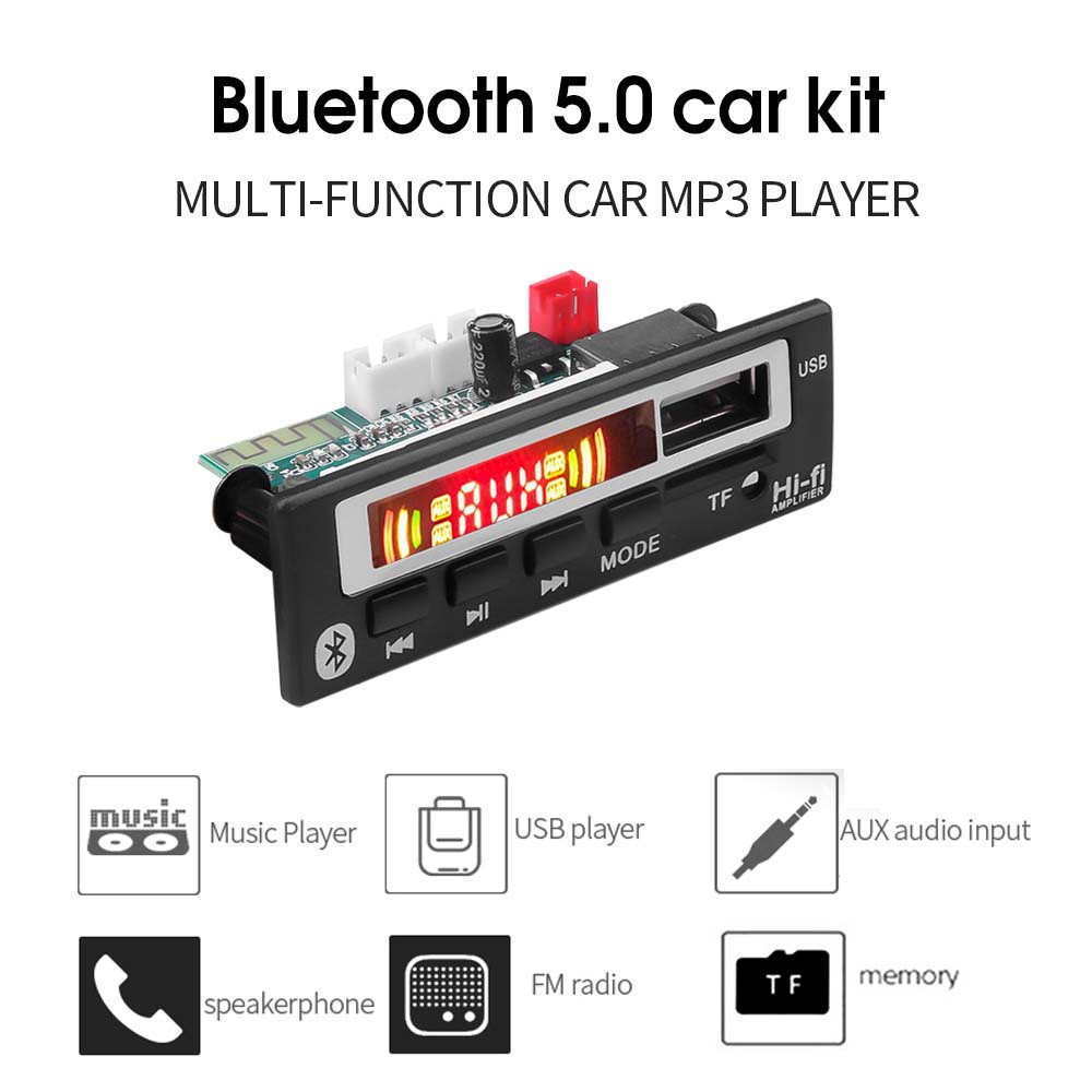 VANES1 Bluetooth TF FM Radio Module 5V/12V Bluetooth Module MP3 WMA Decoder Board Wireless Car Accessories with Remote Control Decoder Car Audio Color Screen MP3 Player