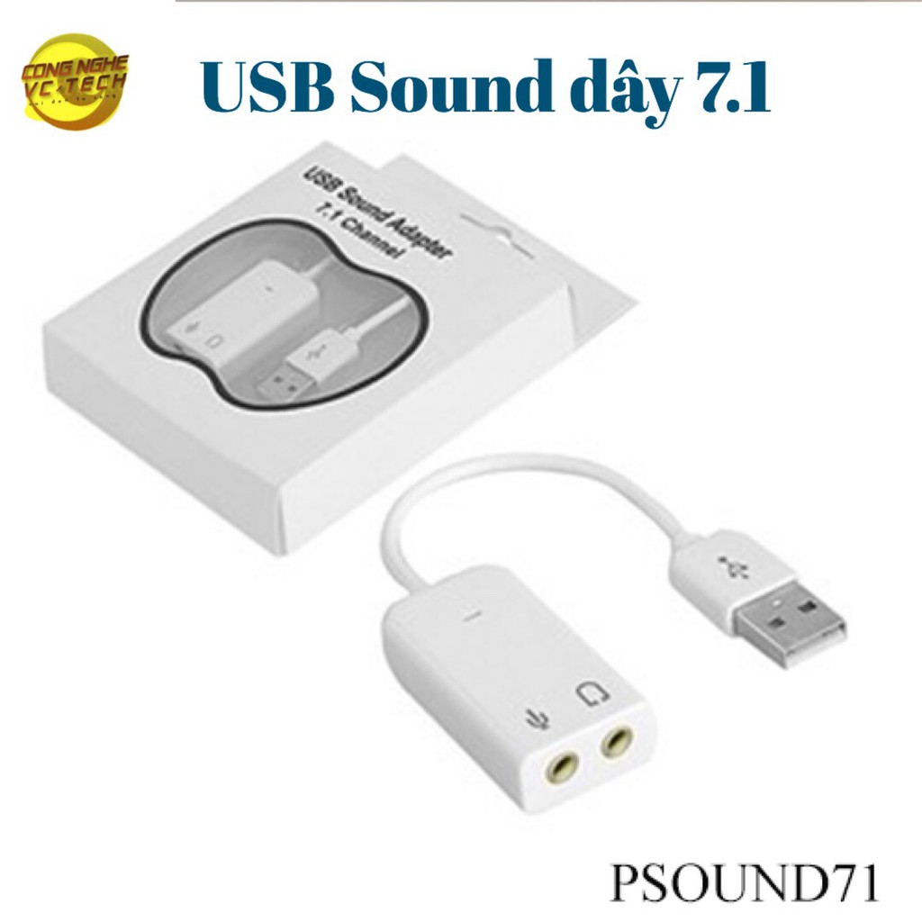 Usb Sound Có Dây Dài 15cm (Hỗ trợ âm thanh 7.1, 1 cổng sound, 1 cổng audio)