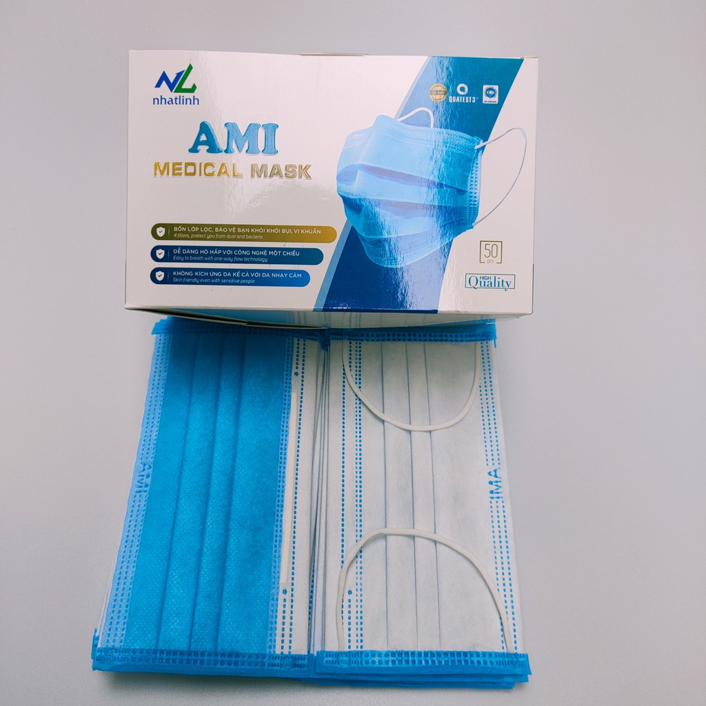 Khẩu trang y tế Ami Medical Mask hộp 50c đủ màu - Ami official