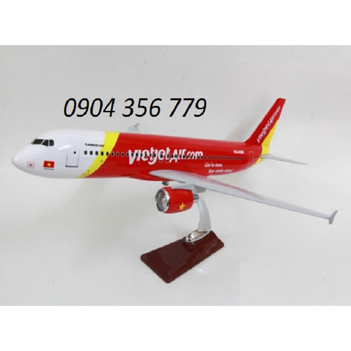 MÔ HÌNH MÁY BAY TĨNH A320 VIETJET AIR 47CM (KHÔNG BÁNH XE)