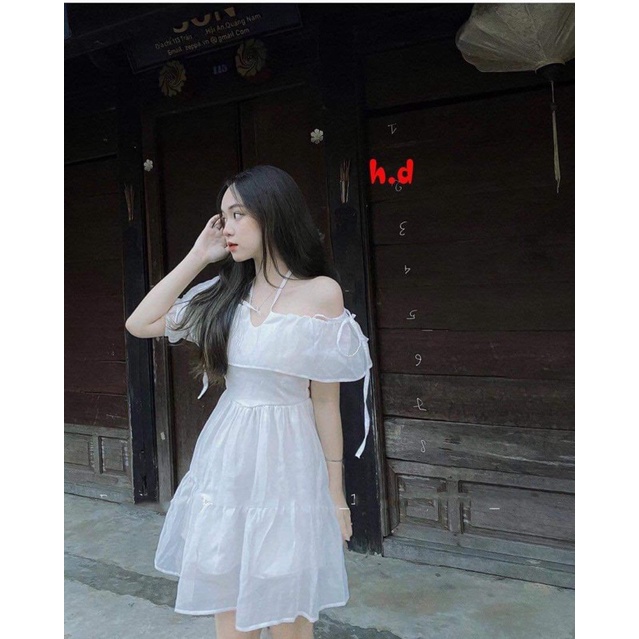 Váy 2 Dây Buộc Nơ Vai Vintage Nữ [FREESHIP🌸Đầm dáng ngắn, babydoll bánh bèo tiểu thư Ulzzang sang chảnh Hàn Quốc Maxi