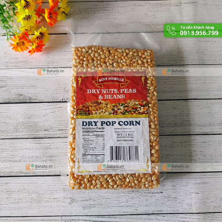 Bắp (ngô) khô - Dry Pop Corn Aunt Michelle gói 1kg