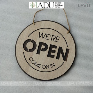 Bảng gỗ treo cửa hàng Open Closed trang trí quán 2 mặt có dây treo BG17 - HaduDecor