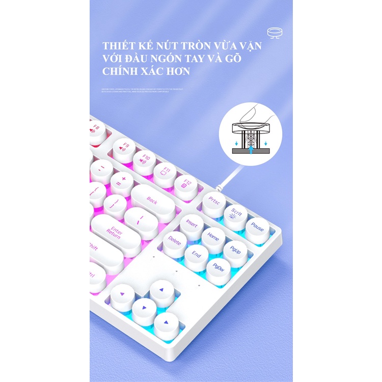 Bàn phím giả cơ SHIPADOO K87 NÚT VUÔNG / TRÒN đèn led 7 màu thiết kế kiểu dáng phím mini size vô cùng nhỏ gọn - VL