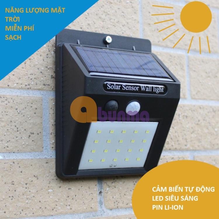 Đèn năng lượng mặt trời Freeship Đèn LED cảm biến chuyển động lắp cửa nhà, ngoài trời, sân vườn siêu sáng -Loại 20 bóng