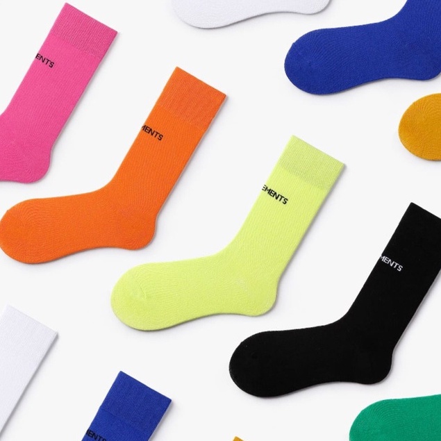 Vớ Cotton Cổ Cao Màu Trơn In Chữ Thời Trang Cho Nữ