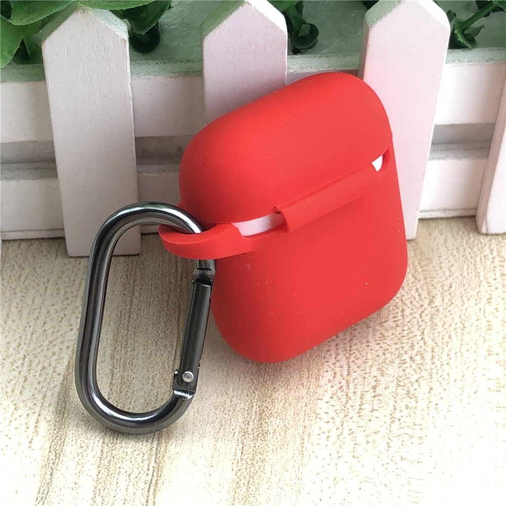Vỏ bảo vệ hộp sạc tai nghe thích hợp cho Airpods 1 2 bằng silicon dày chống sốc kèm móc inPods 12 i11 i12 i9 i9s